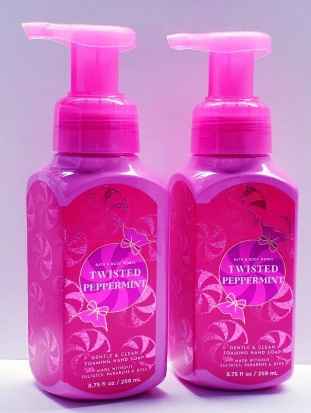 Bath & Body Works TWISTED PEPPERMINT Gentle Foaming Hand Soap, 8.75 fl oz -2 pcs